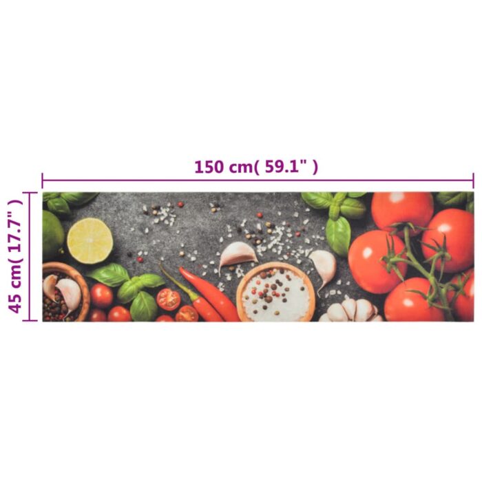 Tapis de cuisine lavable impression légumes 45x150 cm velours – Image 4
