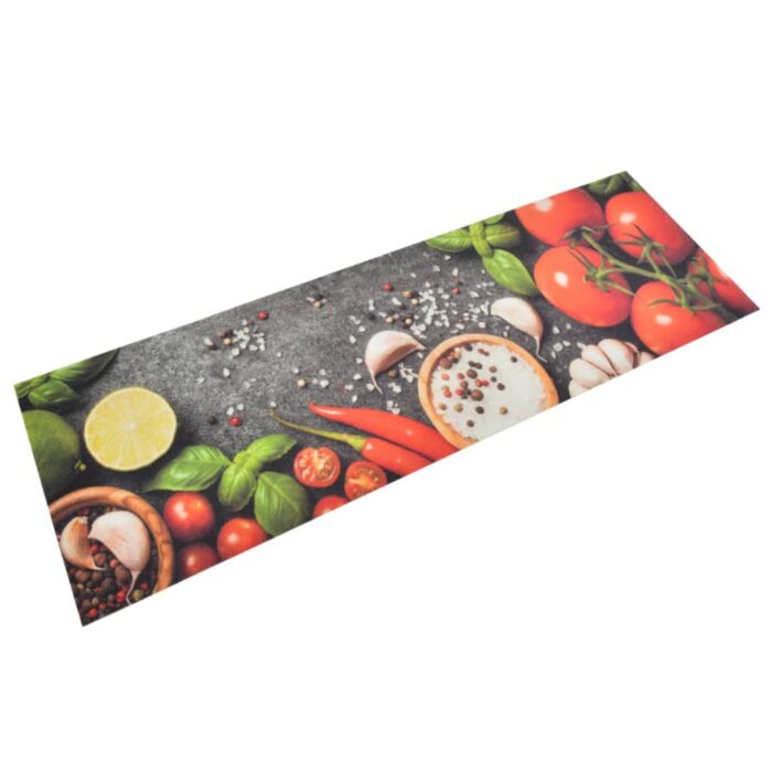 Tapis de cuisine lavable impression légumes 60x180 cm velours – Image 1
