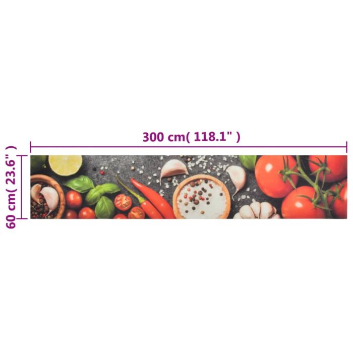 Tapis de cuisine lavable impression légumes 60x300 cm velours – Image 4