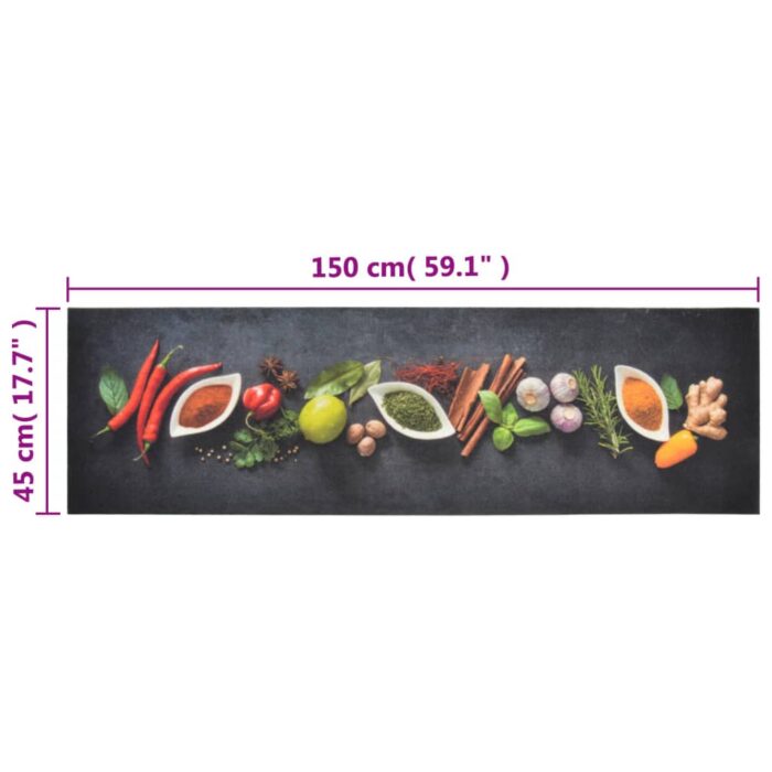 Tapis de cuisine lavable impression d'épices 45x150 cm velours – Image 4