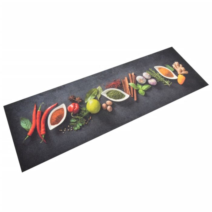 Tapis de cuisine lavable impression d'épices 60x180 cm velours – Image 1