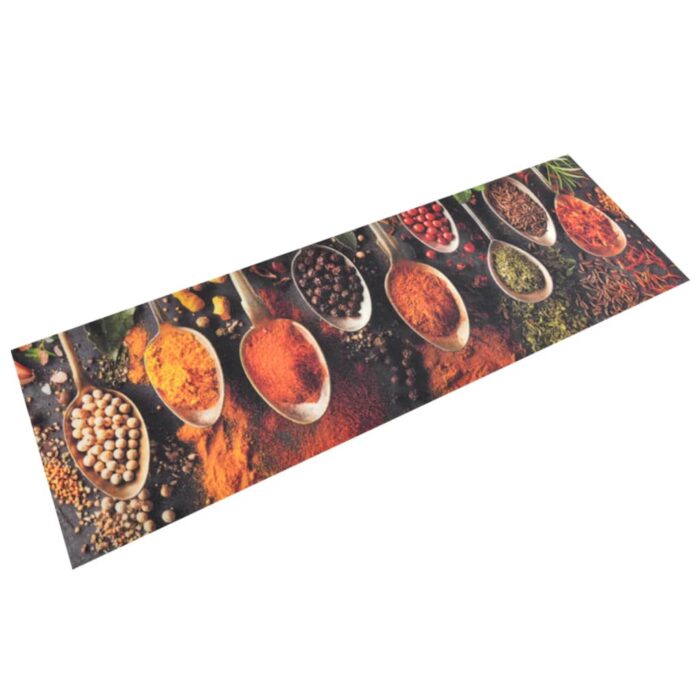 Tapis de cuisine lavable impression cuillère épices 60x180 cm – Image 1