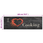 Tapis de cuisine lavable impression cuisine noir 60x180 cm – Image 4