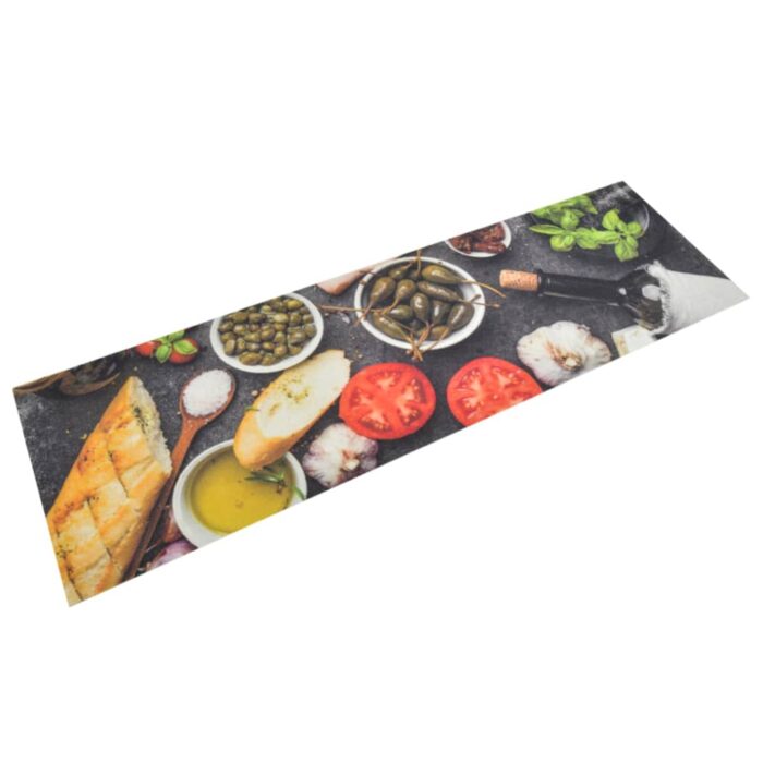 Tapis de cuisine lavable impression vin dîner 45x150 cm velours – Image 1