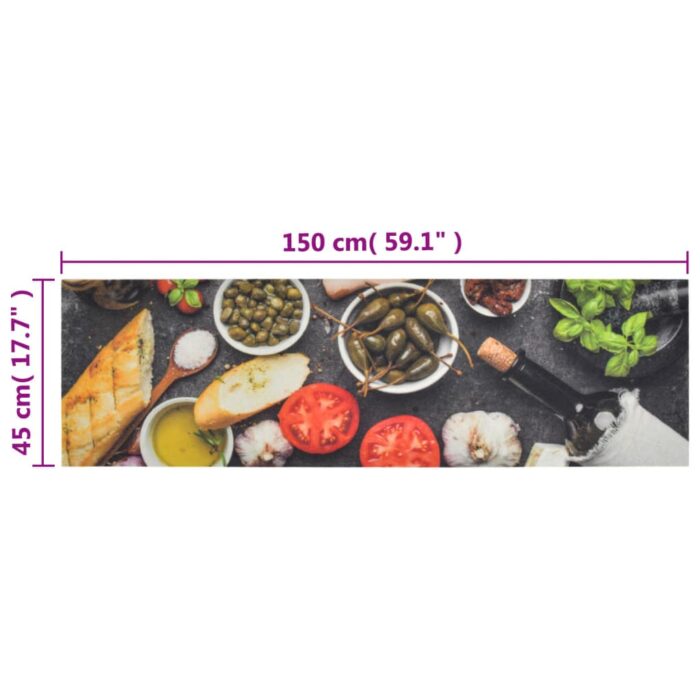 Tapis de cuisine lavable impression vin dîner 45x150 cm velours – Image 4