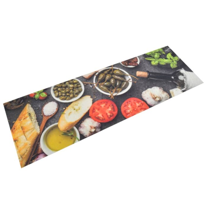 Tapis de cuisine lavable impression vin dîner 60x180 cm velours – Image 1