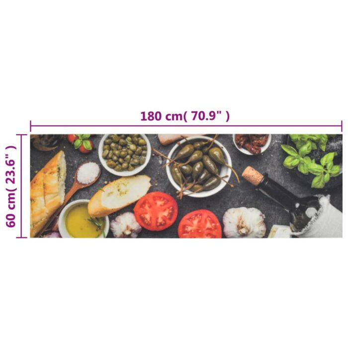 Tapis de cuisine lavable impression vin dîner 60x180 cm velours – Image 4