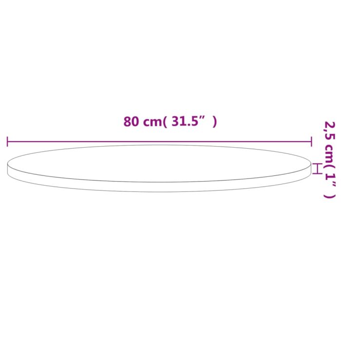 Dessus de table Ø80x2,5 cm rond bois massif de hêtre – Image 2