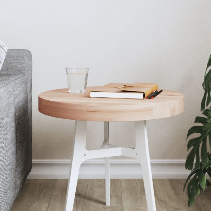 Dessus de table Ø40x4 cm rond bois massif de hêtre – Image 1