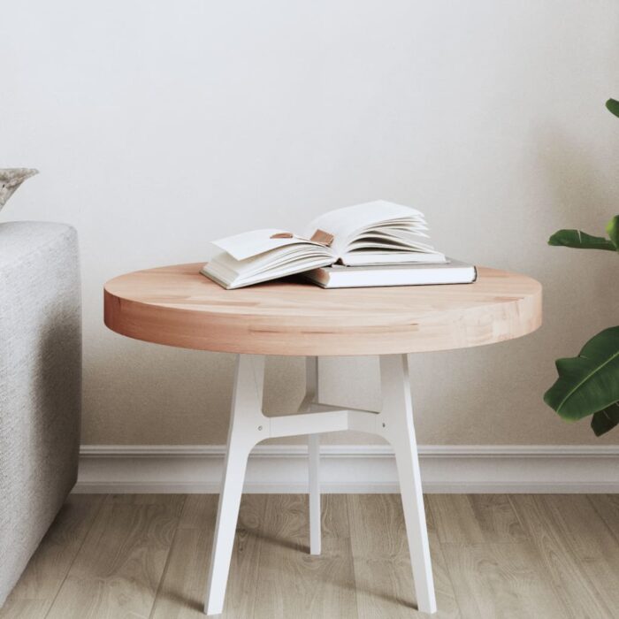 Dessus de table Ø50x4 cm rond bois massif de hêtre – Image 1