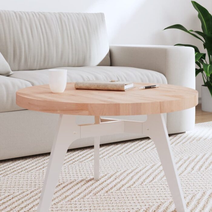 Dessus de table Ø70x4 cm rond bois massif de hêtre – Image 1