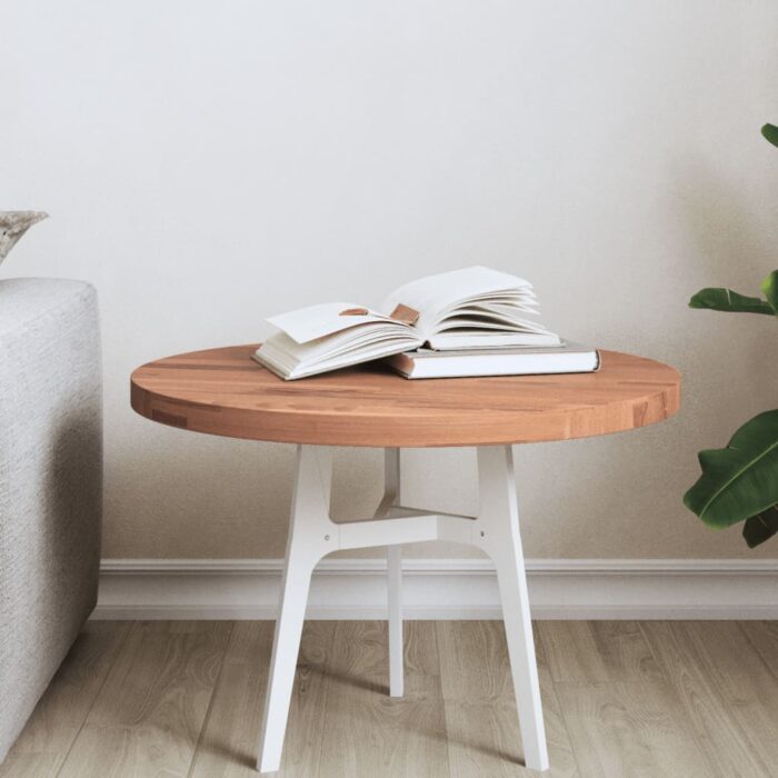 Dessus de table Ø50x2,5 cm rond bois massif de hêtre – Image 1