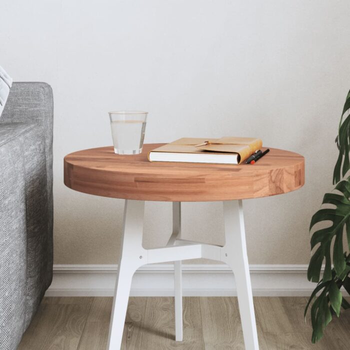 Dessus de table Ø40x4 cm rond bois massif de hêtre – Image 1