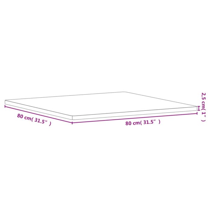 Dessus de table 80x80x2,5 cm carré bois massif de hêtre – Image 5
