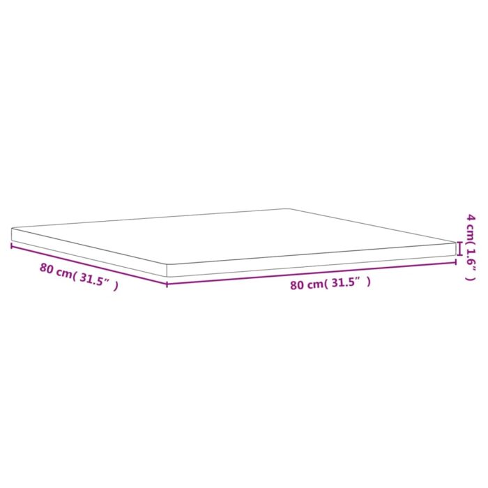 Dessus de table 80x80x4 cm carré bois massif de hêtre – Image 5