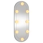 Miroir mural avec lumières LED 20x50 cm verre ovale – Image 2