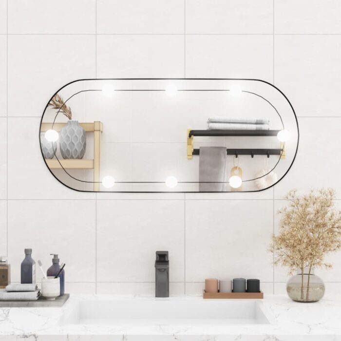 Miroir mural avec lumières LED 35x80 cm verre ovale – Image 1