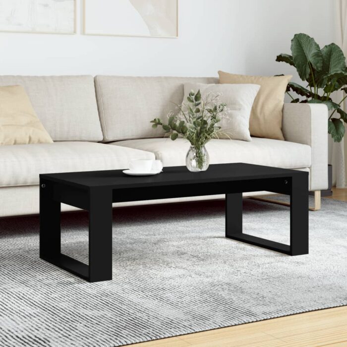 Table basse noir 102x50x35 cm bois d'ingénierie – Image 1