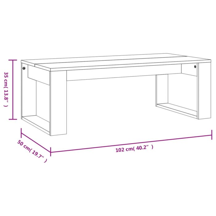 Table basse gris béton 102x50x35 cm bois d'ingénierie – Image 7