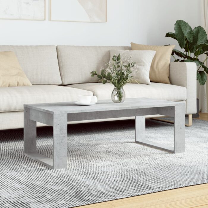Table basse gris béton 102x50x35 cm bois d'ingénierie – Image 1