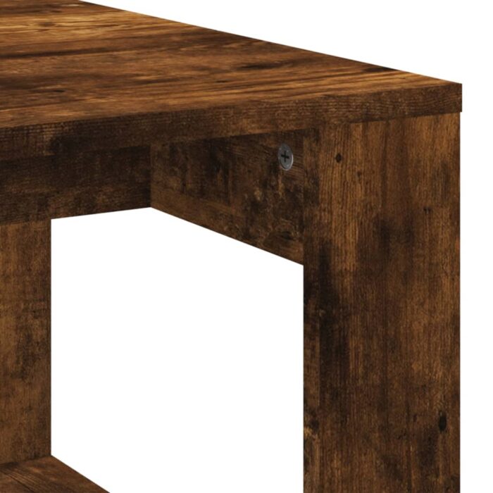Table basse chêne fumé 102x50x35 cm bois d'ingénierie – Image 5