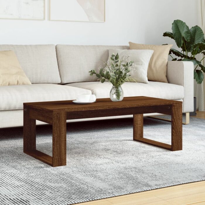 Table basse chêne marron 102x50x35 cm bois d'ingénierie – Image 1