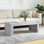 Table basse gris béton 102x50x36 cm bois d'ingénierie