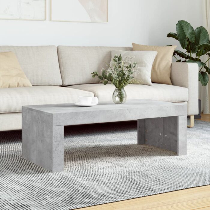 Table basse gris béton 102x50x36 cm bois d'ingénierie – Image 1
