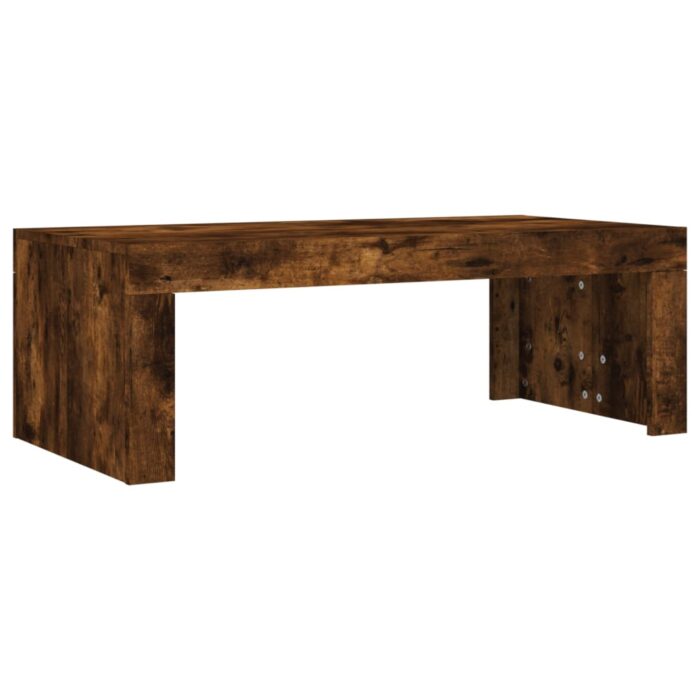 Table basse chêne fumé 102x50x36 cm bois d'ingénierie – Image 4