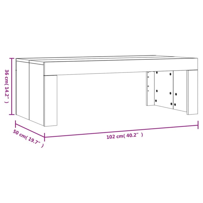 Table basse chêne fumé 102x50x36 cm bois d'ingénierie – Image 7