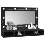 Armoire à miroir avec LED noir 90x31,5x62 cm – Image 2