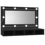 Armoire à miroir avec LED noir 90x31,5x62 cm – Image 3
