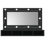 Armoire à miroir avec LED noir 90x31,5x62 cm – Image 4