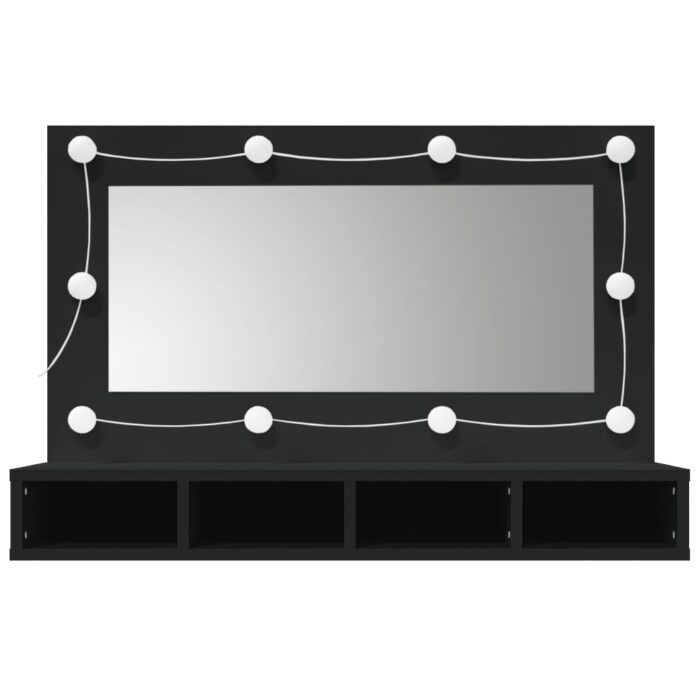 Armoire à miroir avec LED noir 90x31,5x62 cm – Image 4