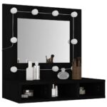 Armoire à miroir avec LED noir 60x31,5x62 cm – Image 3