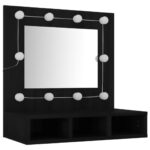 Armoire à miroir avec LED noir 60x31,5x62 cm – Image 4