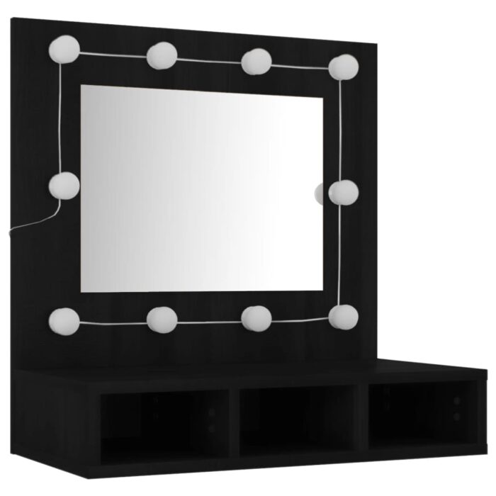 Armoire à miroir avec LED noir 60x31,5x62 cm – Image 4