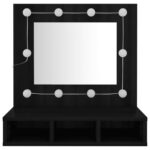 Armoire à miroir avec LED noir 60x31,5x62 cm – Image 5