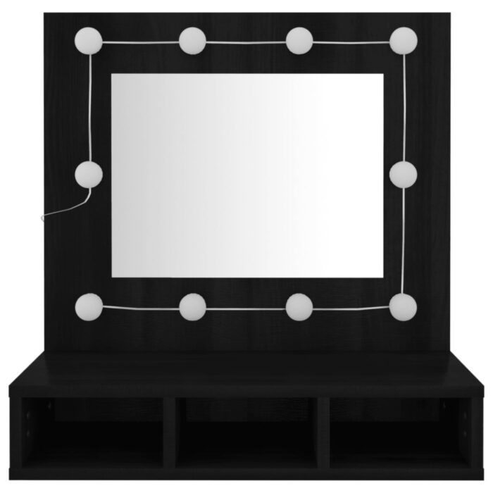 Armoire à miroir avec LED noir 60x31,5x62 cm – Image 5
