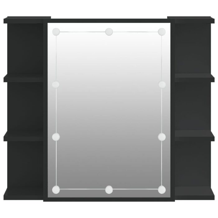 Armoire à miroir avec LED noir 70x16,5x60 cm – Image 6