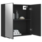 Armoire à miroir de salle de bain noir bois d’ingénierie – Image 3