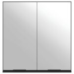 Armoire à miroir de salle de bain noir bois d’ingénierie – Image 4