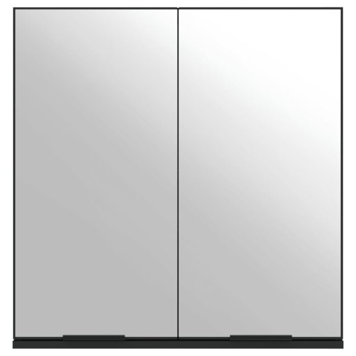 Armoire à miroir de salle de bain noir bois d’ingénierie – Image 4