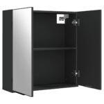 Armoire à miroir de salle de bain noir bois d’ingénierie – Image 6