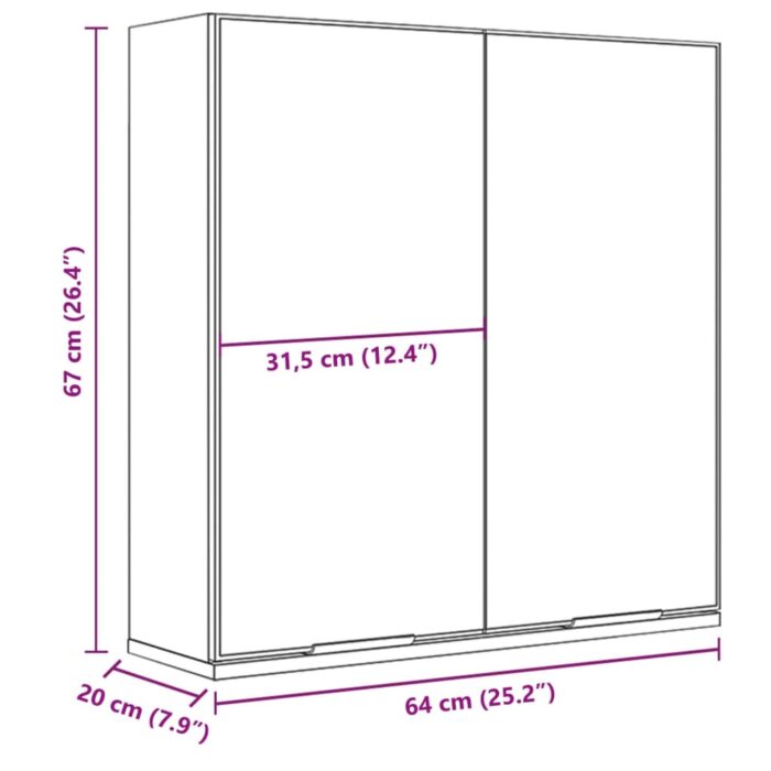 Armoire à miroir de salle de bain noir bois d’ingénierie – Image 8