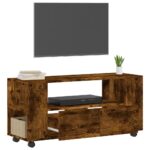 Meuble TV chêne fumé 102x34,5x43 cm bois d'ingénierie – Image 2