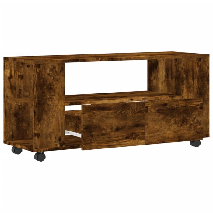 Meuble TV chêne fumé 102x34,5x43 cm bois d'ingénierie – Image 3