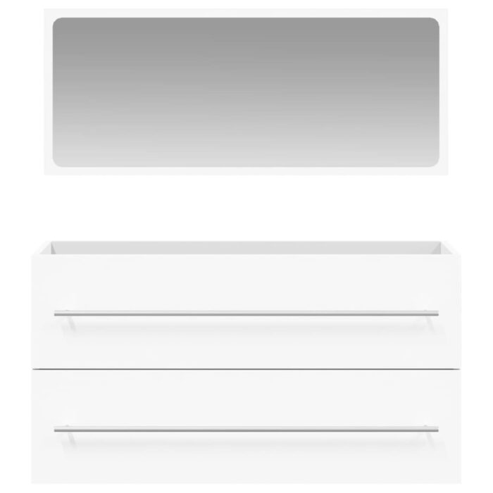 Armoire de salle de bain avec miroir blanc bois d'ingénierie – Image 3