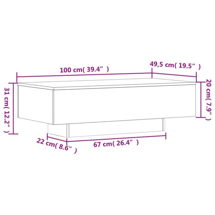 Table basse blanc 100x49,5x31 cm bois d'ingénierie – Image 7