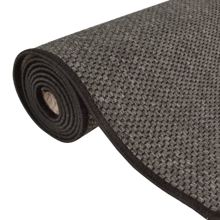 Tapis de couloir aspect sisal anthracite 80x300 cm – Image 3